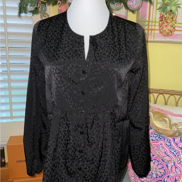 Lilly Pulitzer NWT Hensley Leopard Jacquard Top Onyx $128 Size XXS - Picture 9 of 11